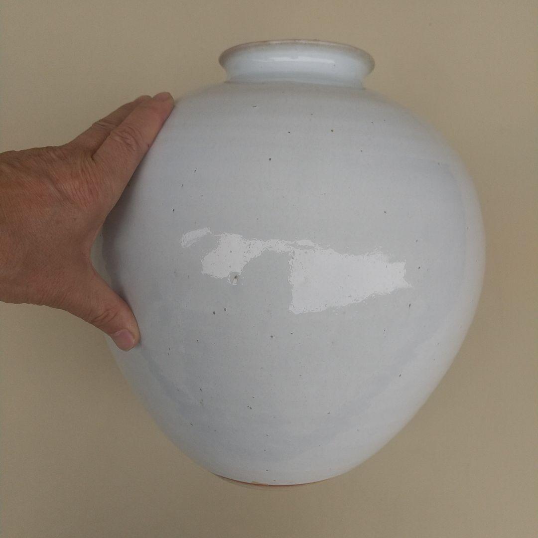 萩焼　八代　兼田佳炎　窯変白釉壺　長期保管品