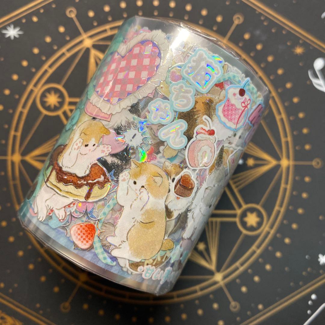 【9090】海外　マスキングテープ　3/5/巻　貝殻光　猫　動物　ケーキ　装飾系