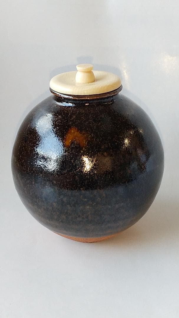 古瀬戸茶入 山口茂 作 仕覆 呂宋間道 茶道具 共箱 茶入 新品 未使用品 です