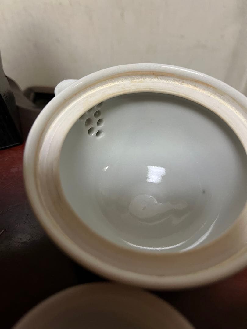 煎茶道具　松竹梅　九谷焼　染付 松竹梅　煎茶器セット　5客　花輪型湯冷　時代