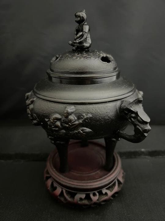 香炉　七福神　童子　銅　彫刻 置物 開運 風水 美術 インテリア　アンティーク