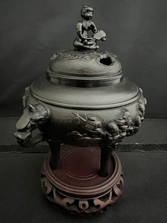 香炉　七福神　童子　銅　彫刻 置物 開運 風水 美術 インテリア　アンティーク