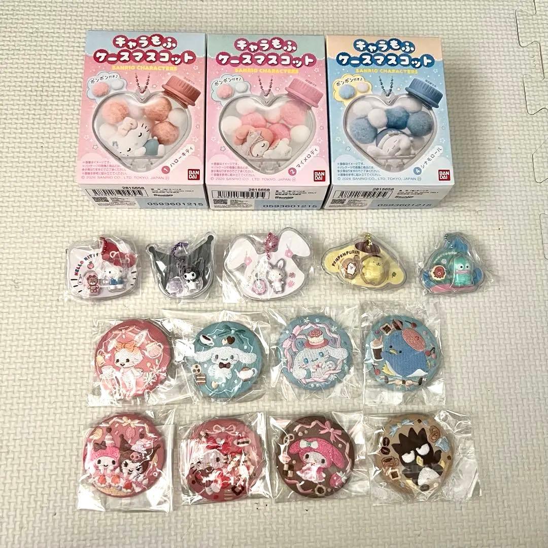 稀少！サンリオ　食玩　キャラもふ　パッケージチャーム　缶バッジ　16点まとめ売り