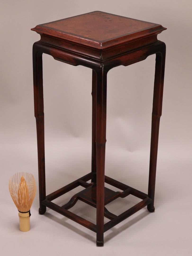 BK432　時代唐木　玉杢　高卓　花台　香炉台　飾台　盆栽台　高さ約40㎝