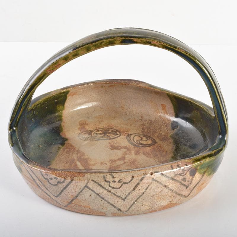 北大路魯山人作　織部焼　手鉢　黒田陶々庵識箱　M　R6736