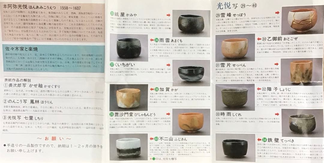 茶道具　筒茶盌　光悦写　雪片(せっぺん)　佐々木昭楽作　栞　共箱　N4TK1