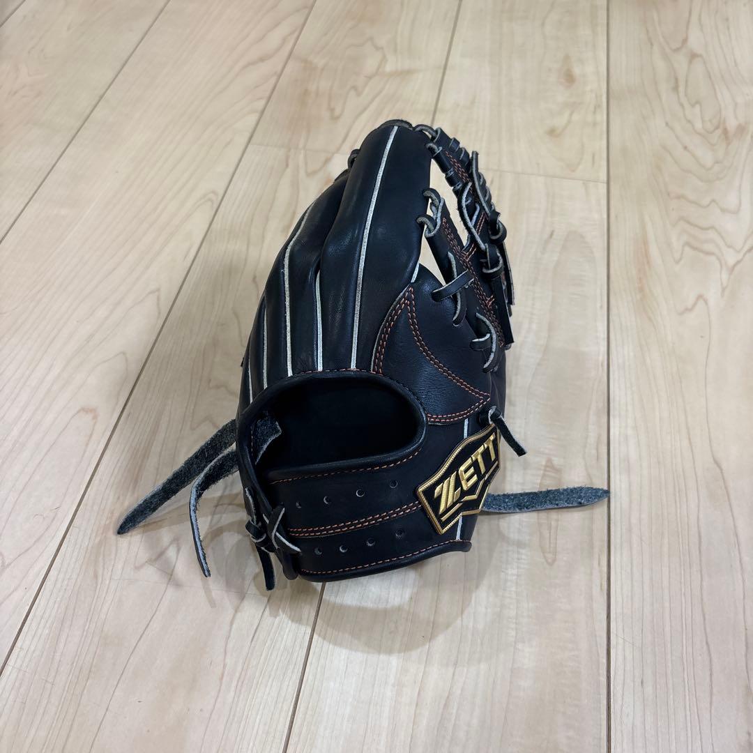 ZETT 黒 硬式グローブ オレンジステッチ