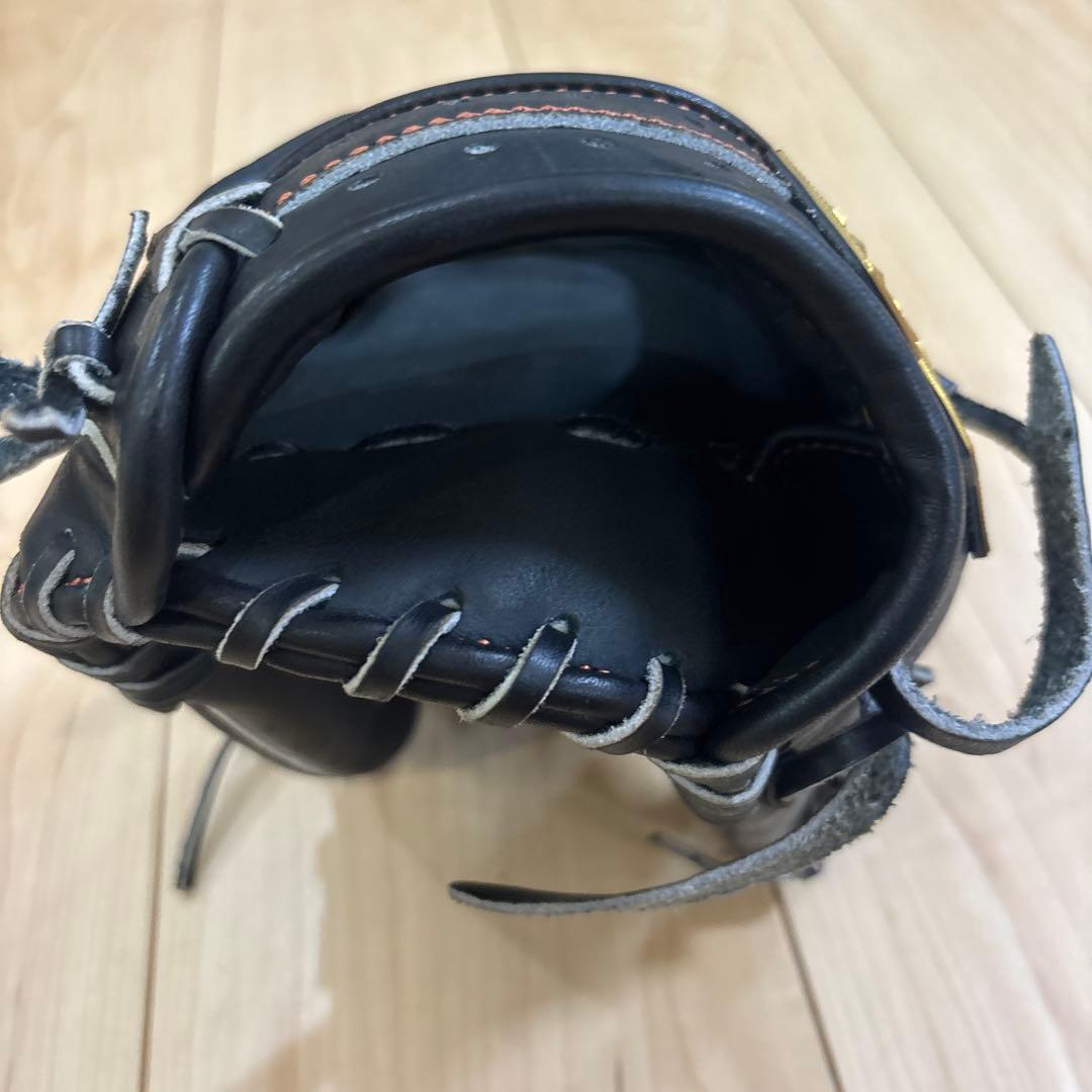 ZETT 黒 硬式グローブ オレンジステッチ