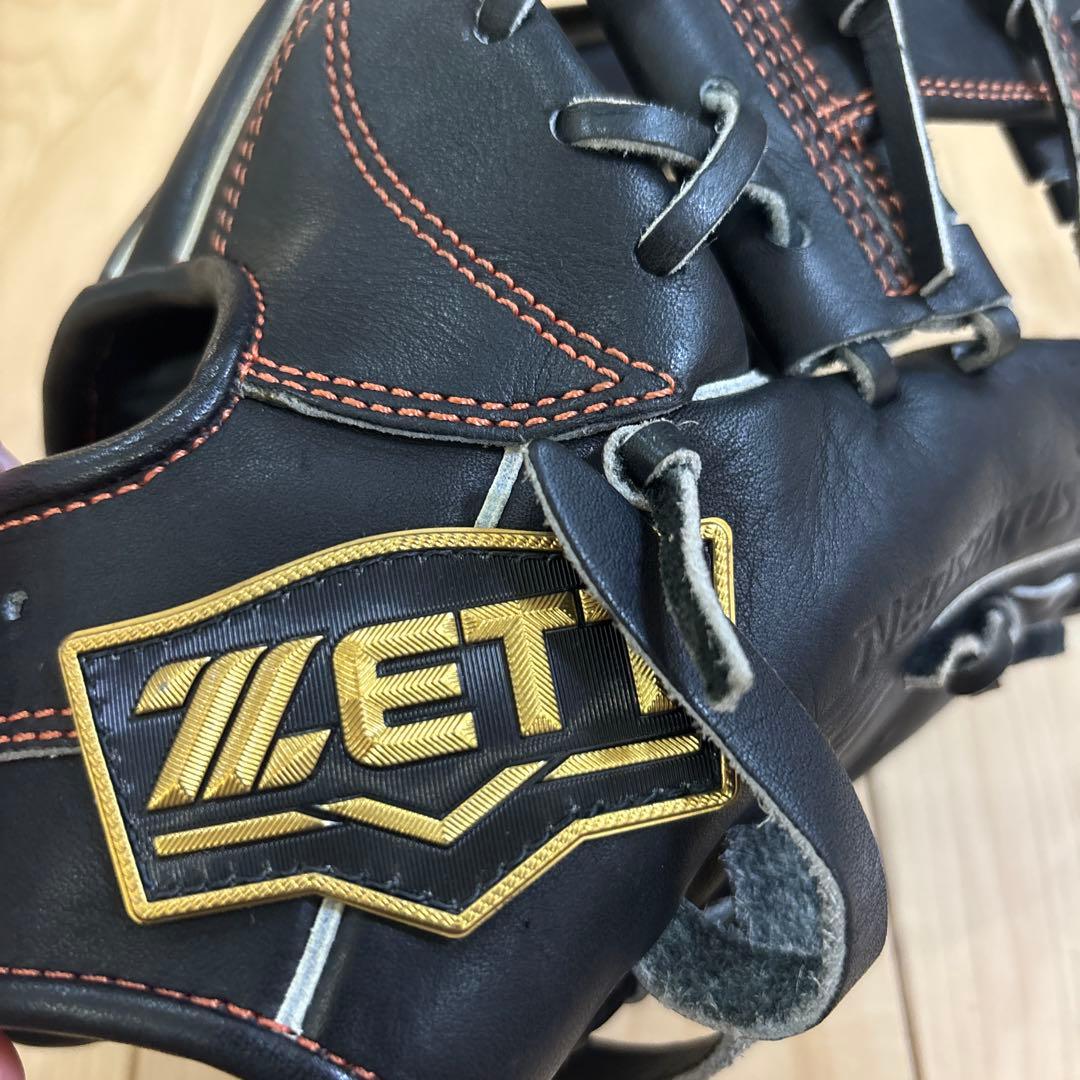 ZETT 黒 硬式グローブ オレンジステッチ