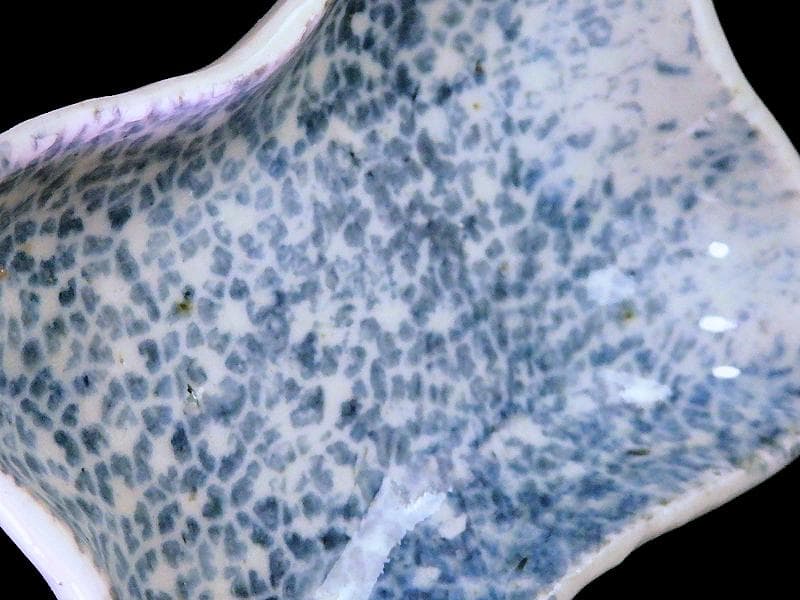 古伊万里　染付　型刷印判　氷裂紋の図　変形皿　江戸期　E655AS-CPo