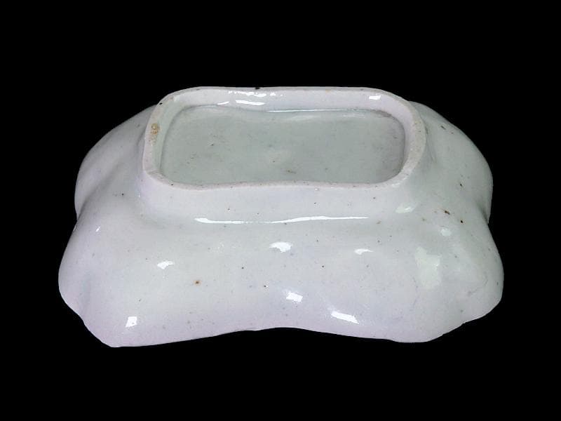 古伊万里　染付　型刷印判　氷裂紋の図　変形皿　江戸期　E655AS-CPo