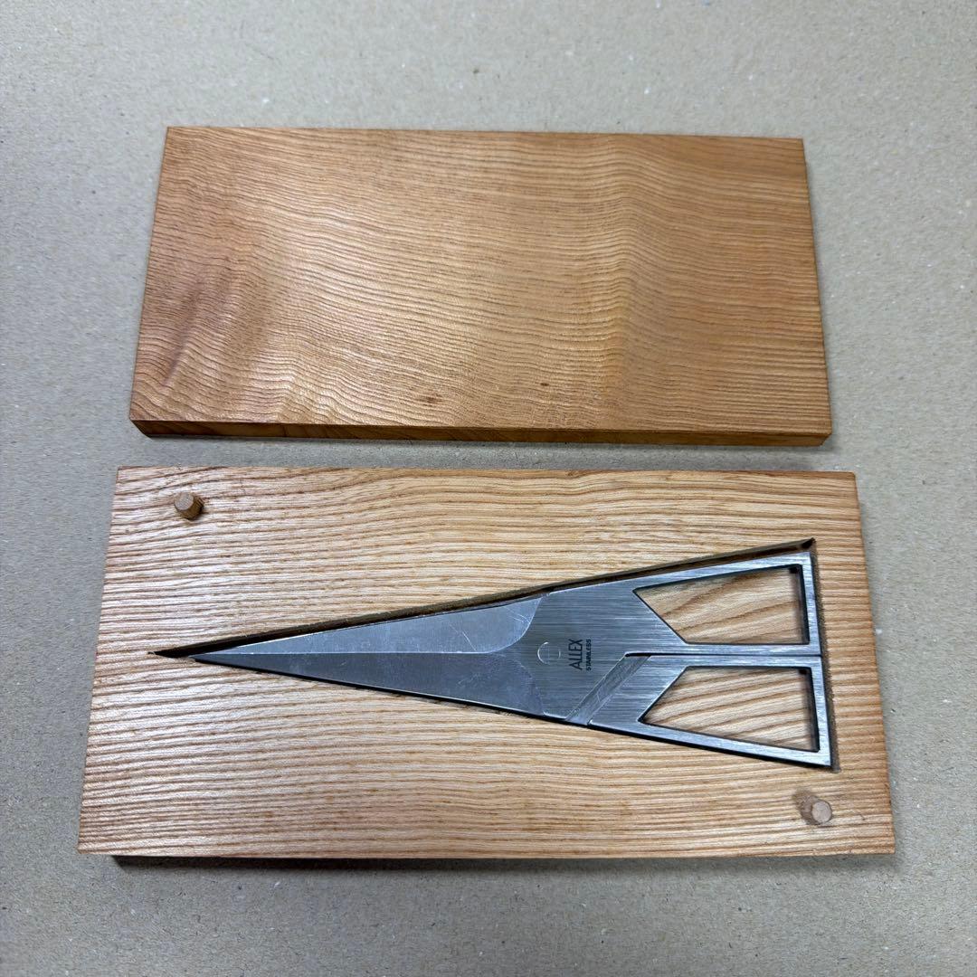 廃盤 ALLEX RAKUSHISYA 落柿舎 三角形 ハサミ 鋏 デザイン 箱