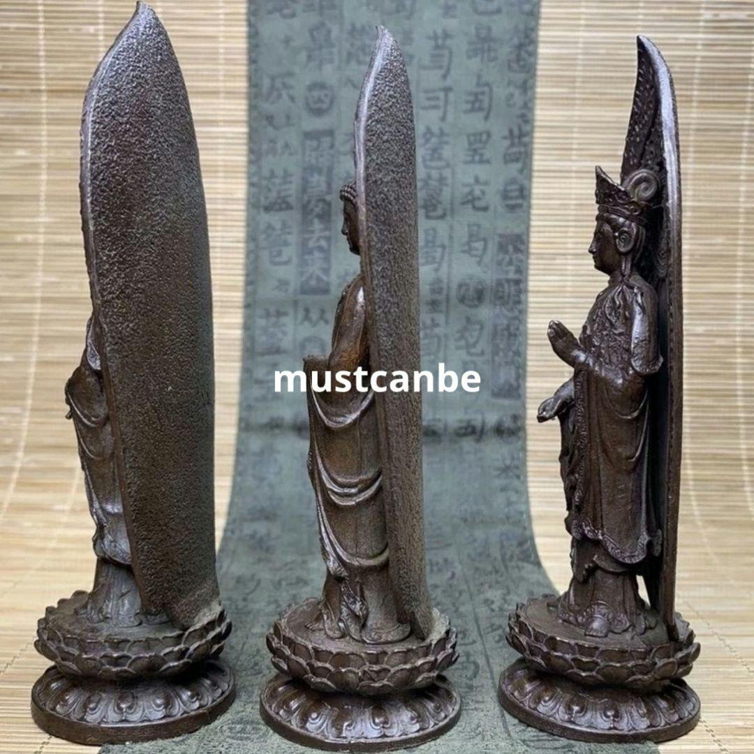 仏教美術 仏像 三聖仏 西方三聖仏仏像 銅製品 工芸品 置物