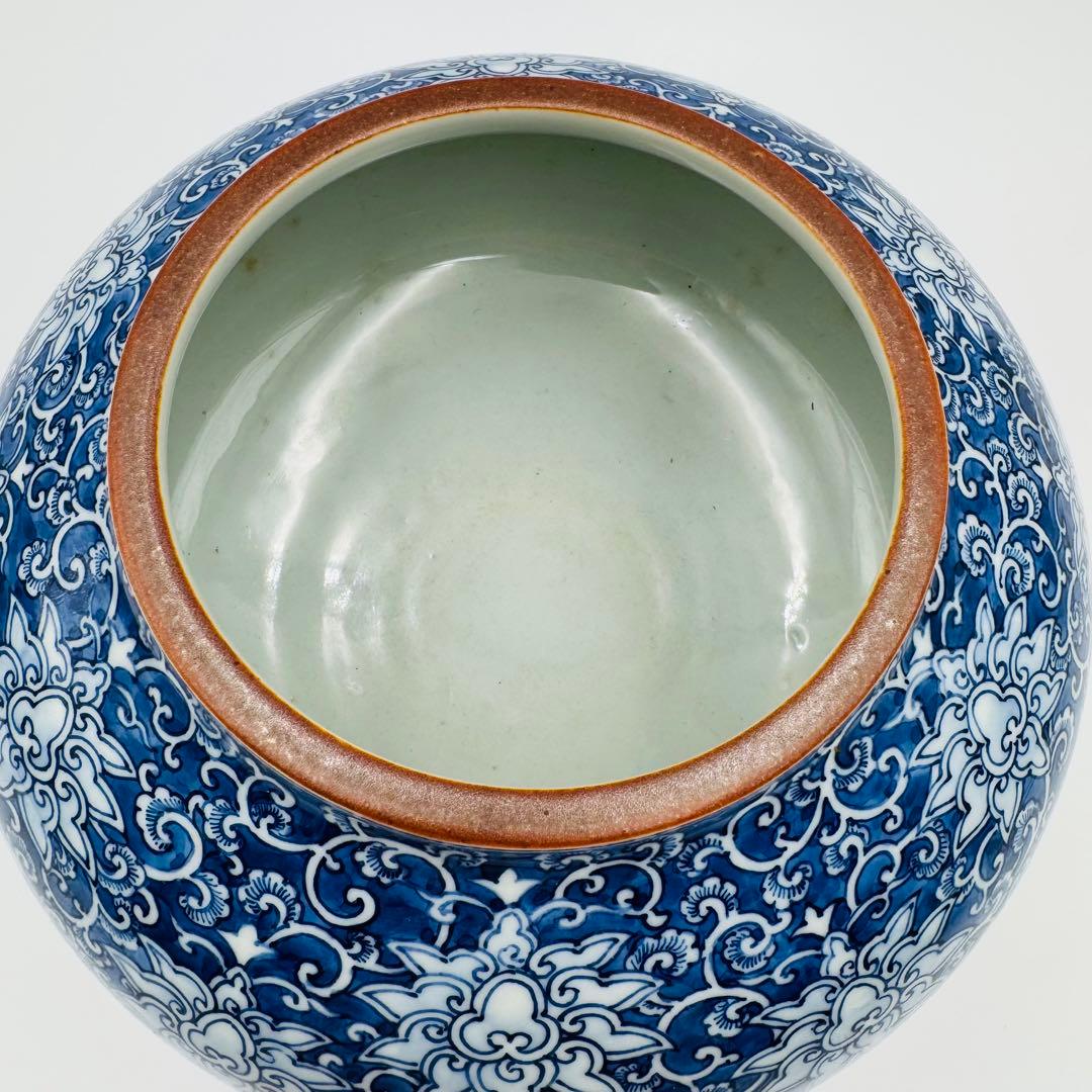 【舜陶窯　河本礫亭造　染付壺　花入　花瓶】時代　骨董　アンティーク