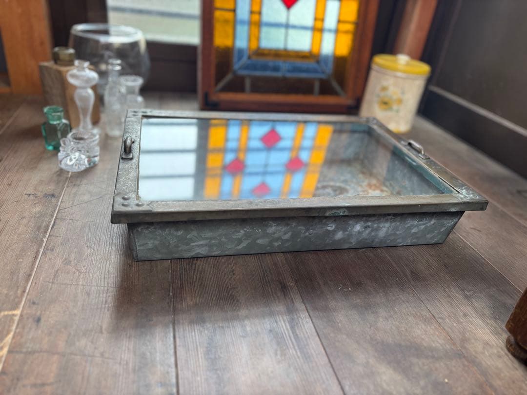 時代物 ブリキ ガラス 陳列ケース 駄菓子屋什器 ショーケース 古道具