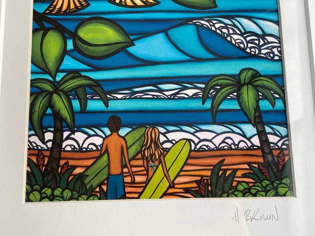 ヘザーブラウン　Heather Brown 絵画　ハワイ　額入
