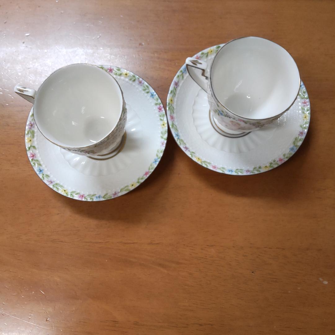 カップ&ソーサー　2客セット　エンゼル　天使　マイセン風　パステル