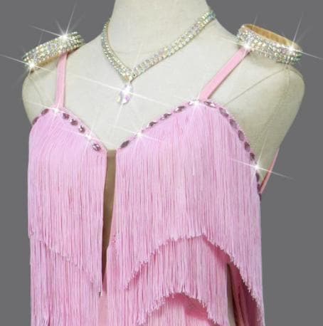 フリンジ 社交ダンス ラテンワンピースドレス キラキラステージ衣装オーダーメイド