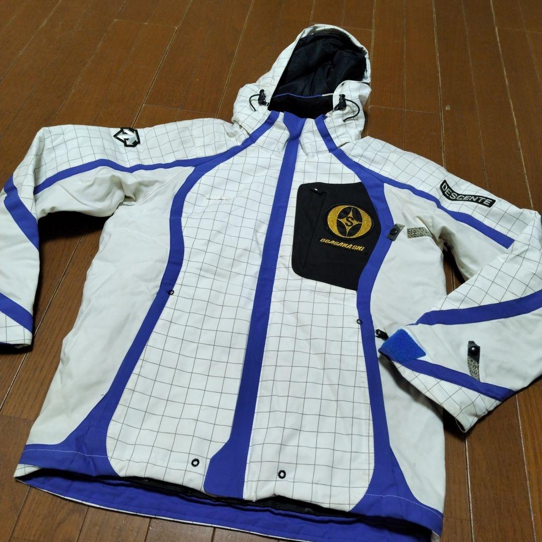 OGASAKA スキーウェア(デサント製)　上XS　下S　ホワイト×ブルー