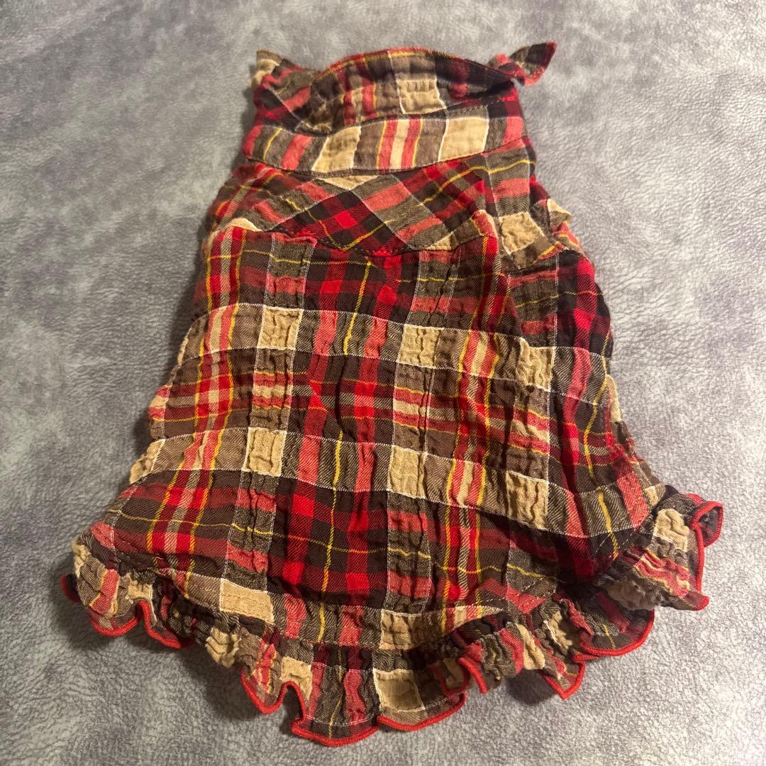 アトリエGG 長袖チェックワンピース