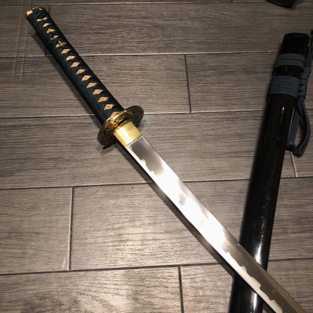 高級模造刀　高級居合刀　緑金拵え　亜合金刀身　居合刀