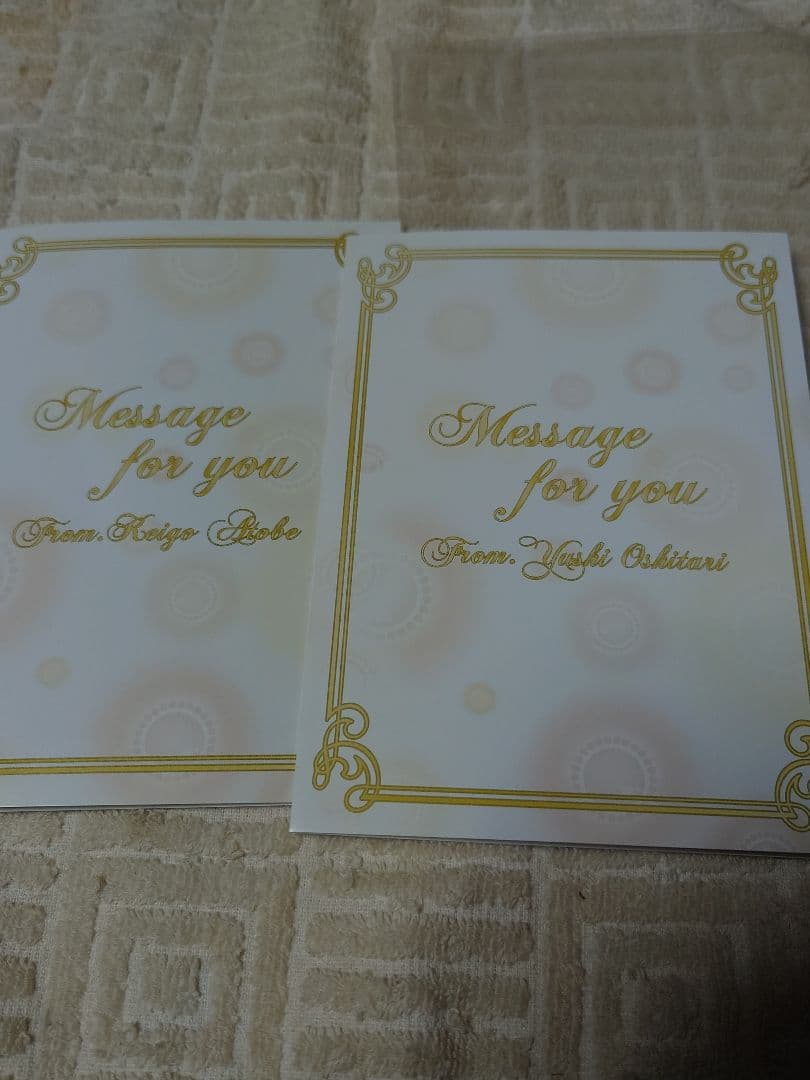 テニスの王子様。もっと学園祭の王子様の購入特典。メッセージブロマイド。跡部＆忍足