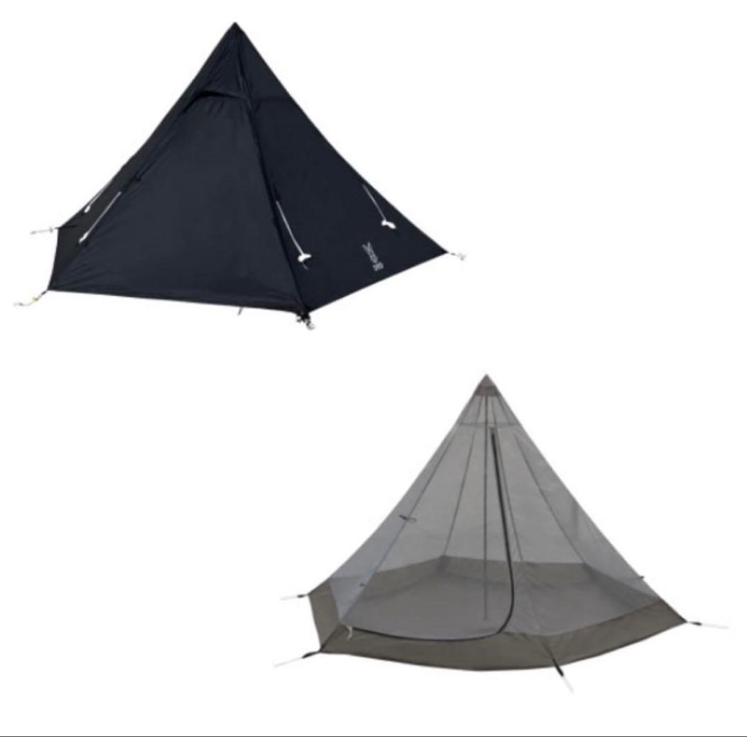 美品・使用2回】DOD ワンポールテントS ブラック＋純正グランドシート セット