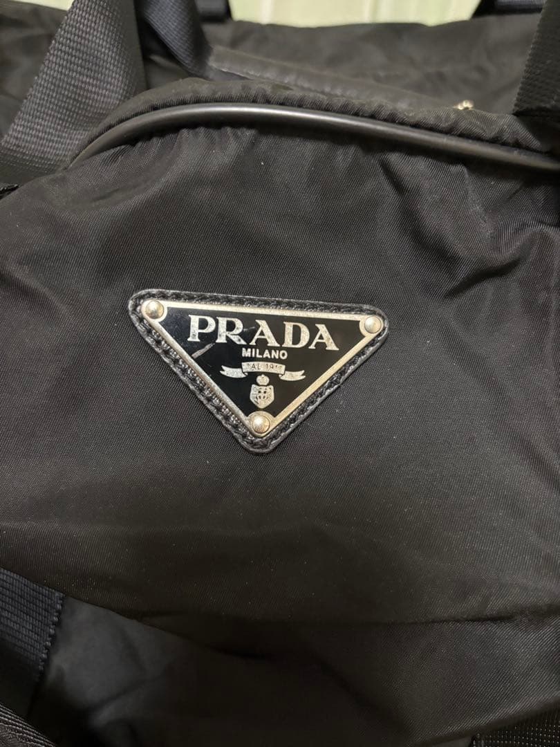 PRADA 黒 ナイロン ボストンバッグ　ショルダー付き　旅行バック