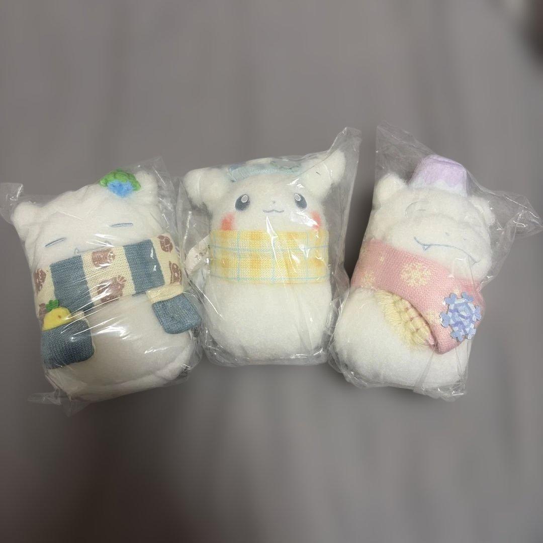 【3匹セット】 ぬいぐるみ ゆきだるま ピカチュウ カビゴン ヤドン