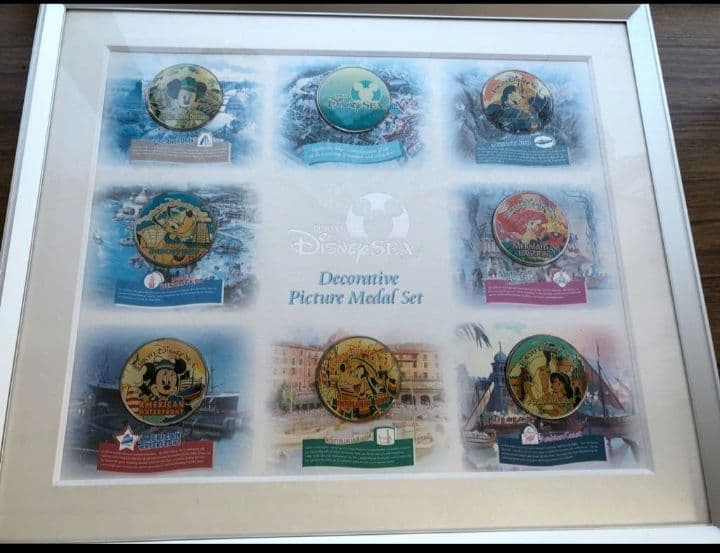 ディズニーシー開業オープン記念デコラティブピクチャーメダルセット　額入り　未使用