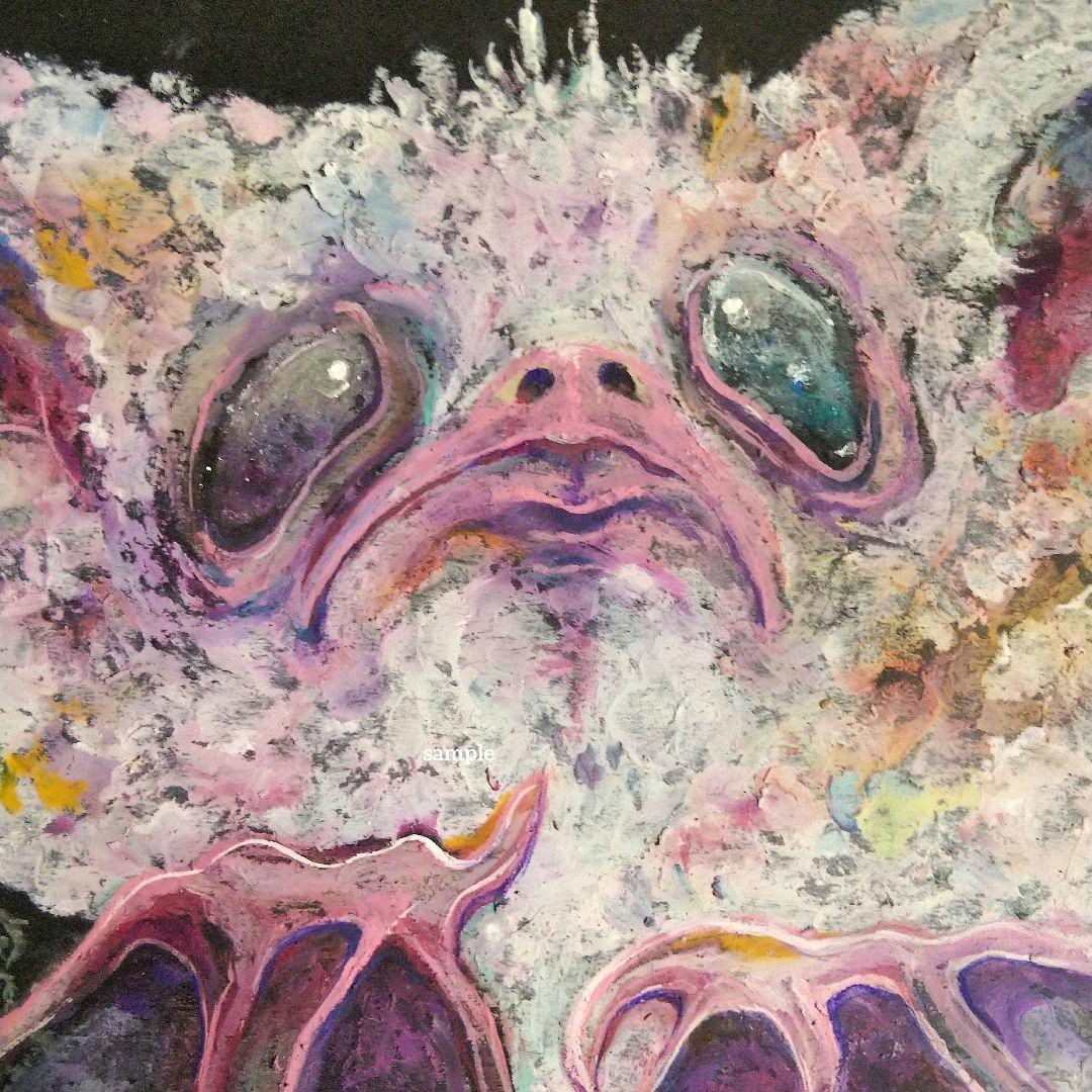 蝙蝠 コウモリ 白 蚕 創作 珍獣 動物 原画 アート 絵画 画家 インテリア