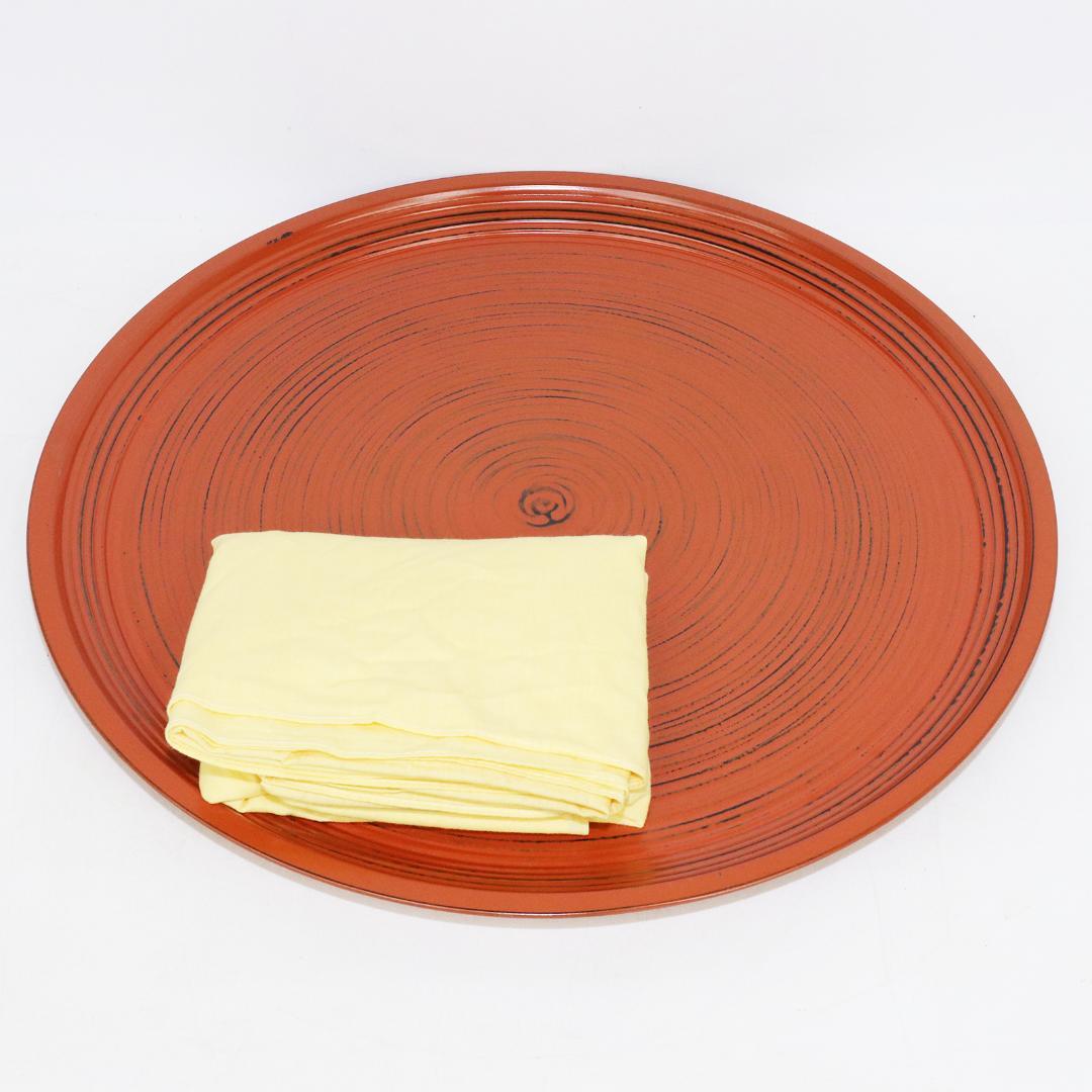 平安象彦 根来塗 特大丸盆 径45㎝ 共布 栞