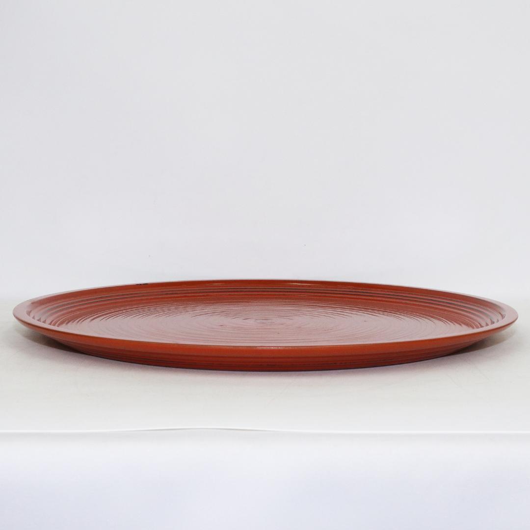 平安象彦 根来塗 特大丸盆 径45㎝ 共布 栞