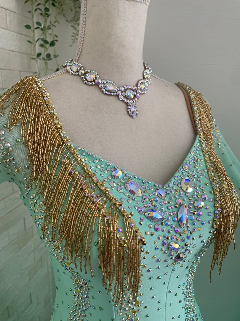 社交ダンス 【Chacott】スタンダードドレス ミントグリーン⭐️オーダードレス