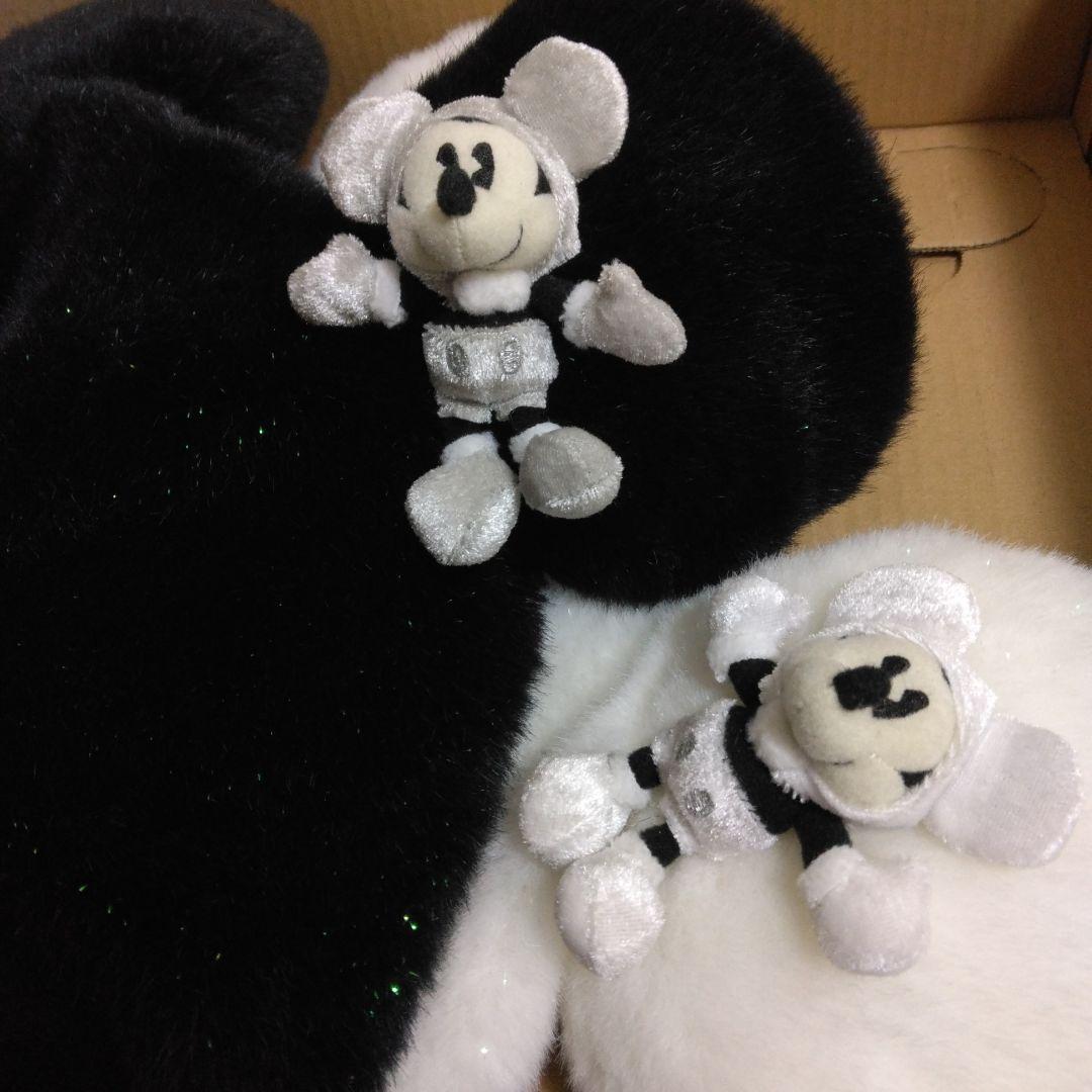 ディズニー　ミッキー　ファンキャップ　白　黒　セット　ペア　ぬいぐるみ　帽子