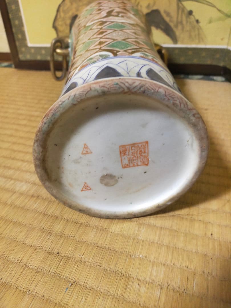 多色装飾の陶器花瓶 中国