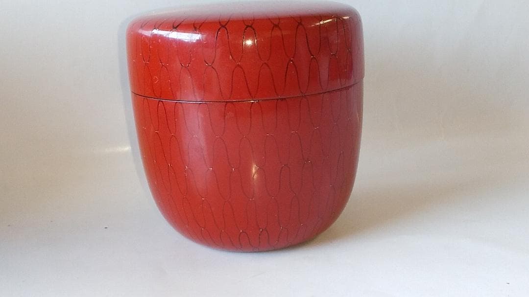 山中塗 蒔絵師 高橋峯房 作 黒網目 中棗 漆器 茶器 茶道具 棗 共箱 美品