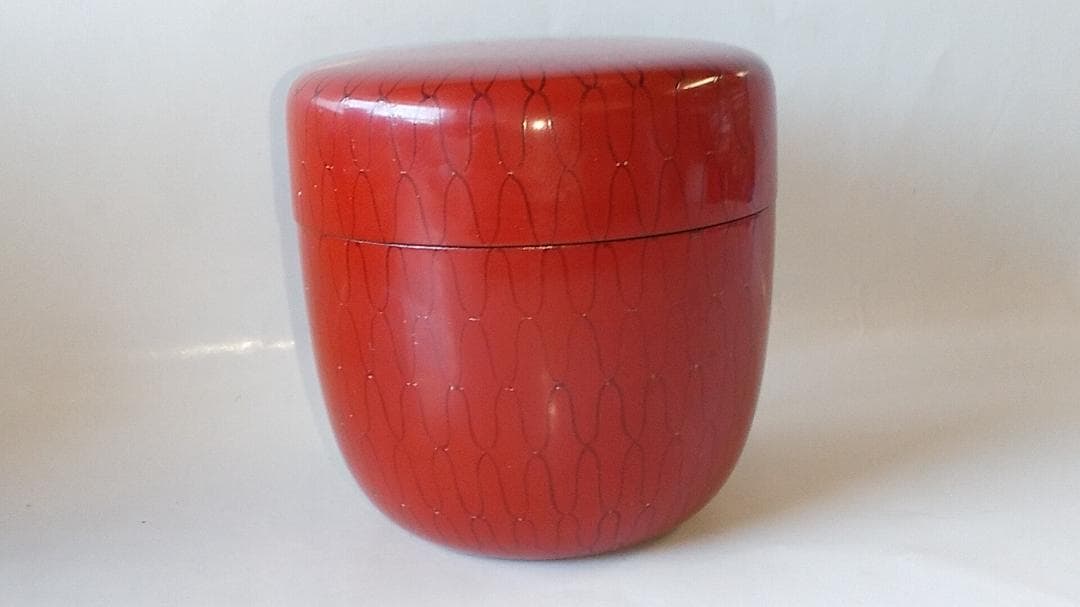 山中塗 蒔絵師 高橋峯房 作 黒網目 中棗 漆器 茶器 茶道具 棗 共箱 美品