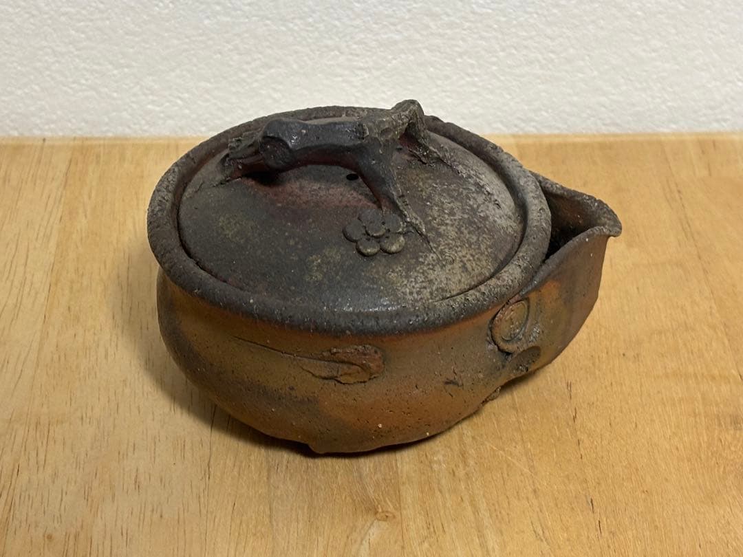 74.備前焼 宝瓶 登り窯 梅 手びねり 急須