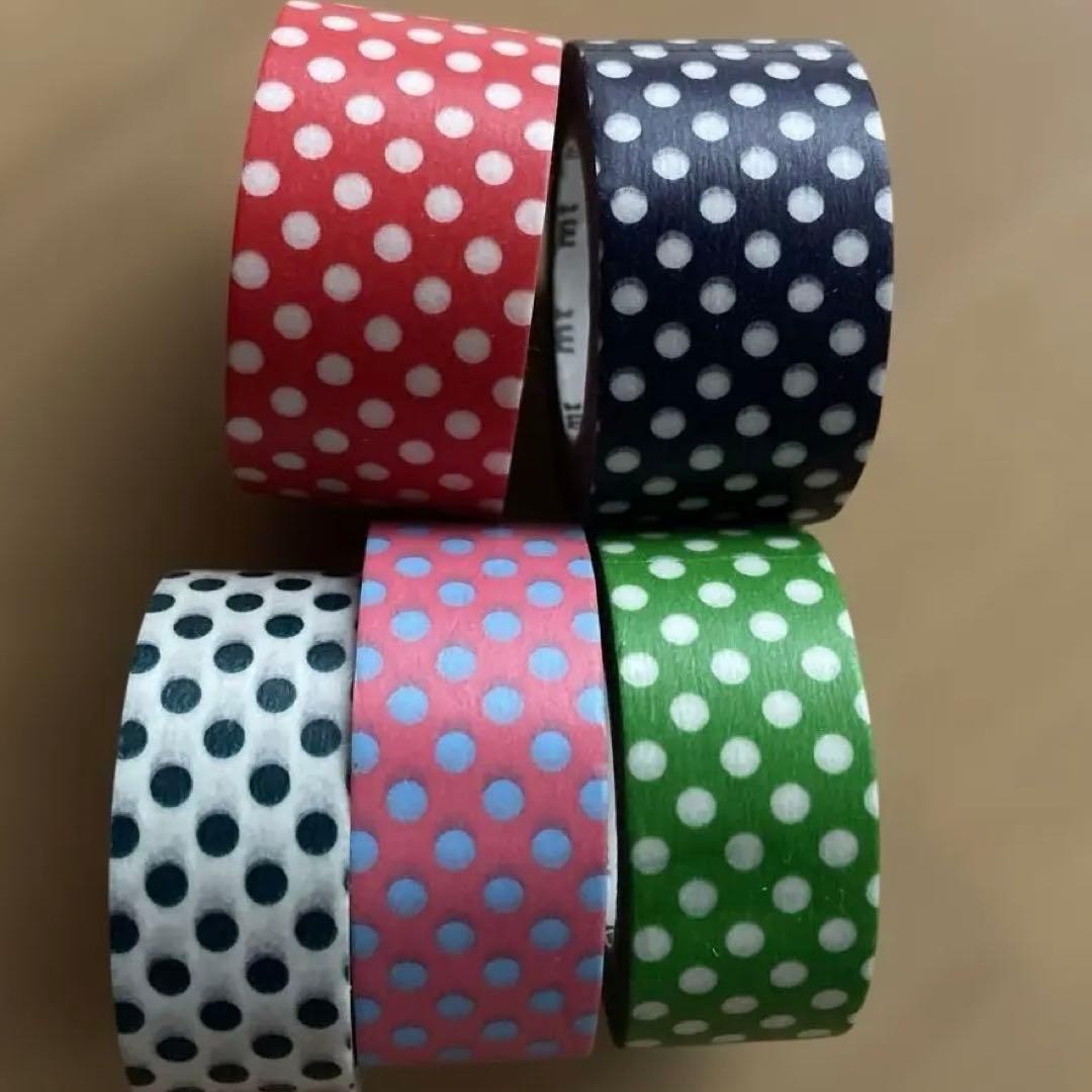 カモ井加工紙　mt 限定　マスキングテープ　ドット　水玉　幅広　スプリング