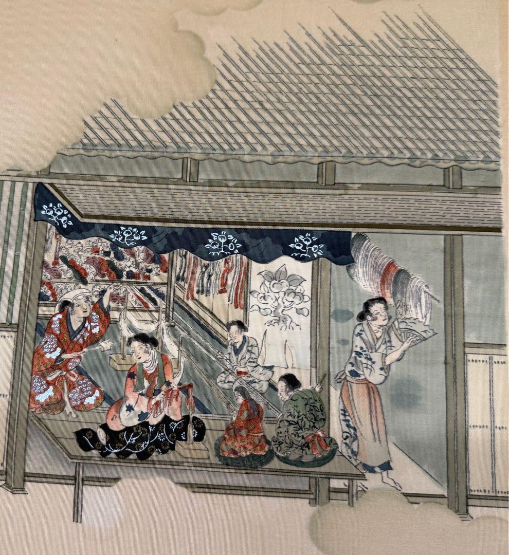 京都で見つけたヴィンテージ　江戸時代 浮世絵　絹　額入り