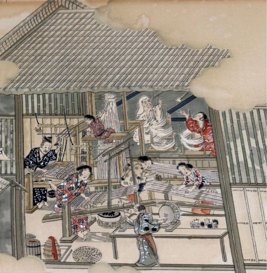 京都で見つけたヴィンテージ　江戸時代 浮世絵　絹　額入り