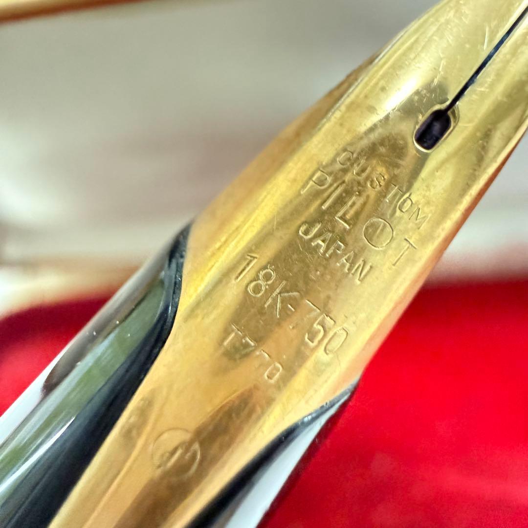 【稀少】パイロット エリート 18K 万年筆 スターリングシルバー アンティーク