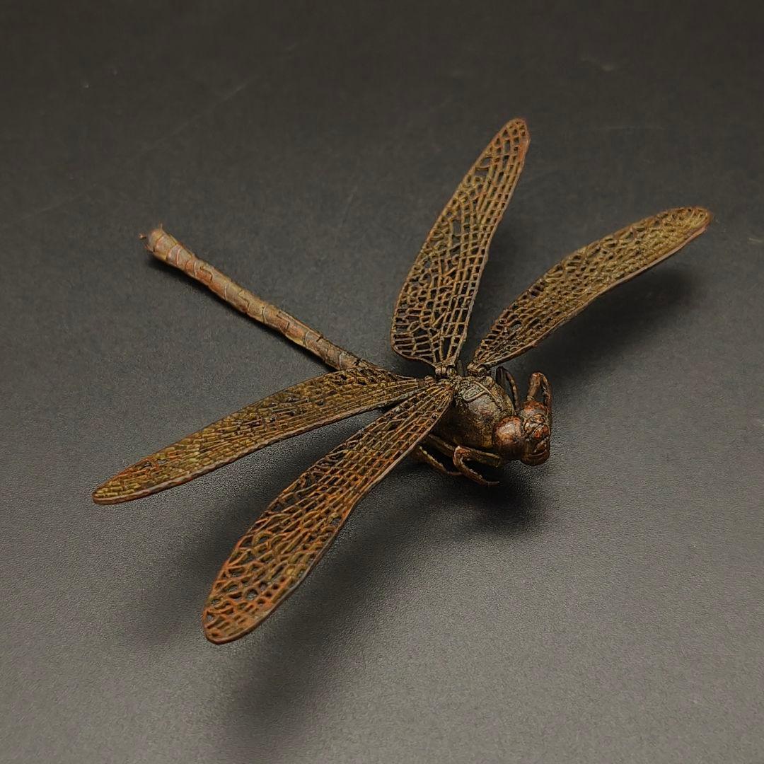 H*T様 銅製置物　勝虫　蜻蛉　トンボ　雨宮宗作　関節可動　金工品　茶道具