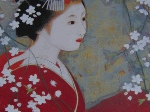 磯田又一郎、【春韻】、希少な額装用画集より、新品額装付、状態良好