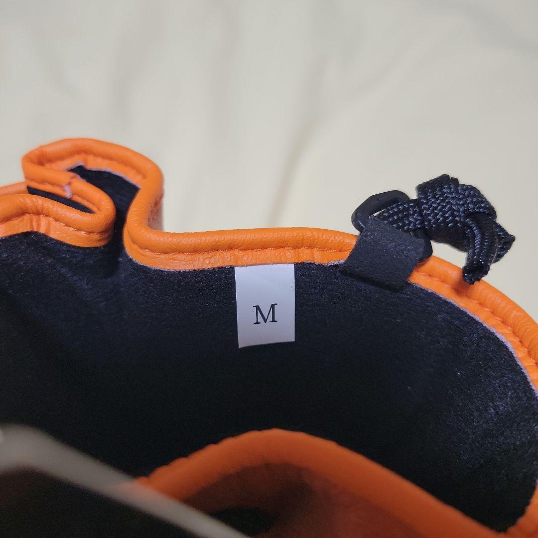 HIMARAK オレンジ レザー ミトングローブ