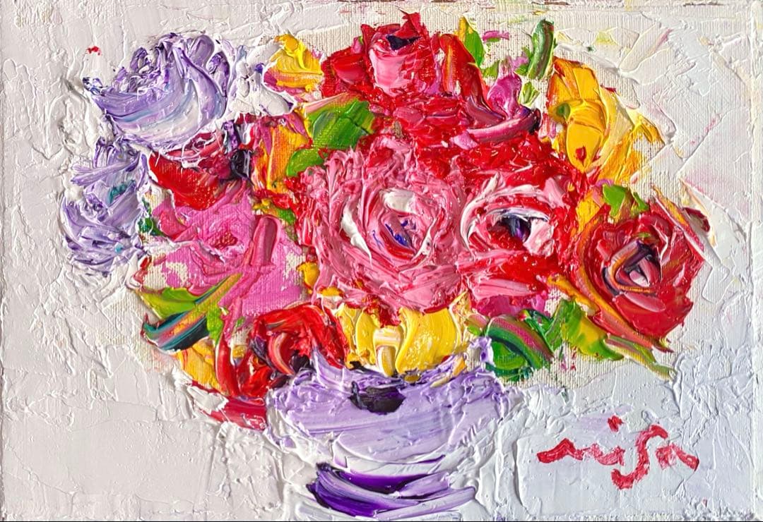 題名【　可憐　　】◾️油彩画　SMサイズ◾️兼田美佐子　原画　本物