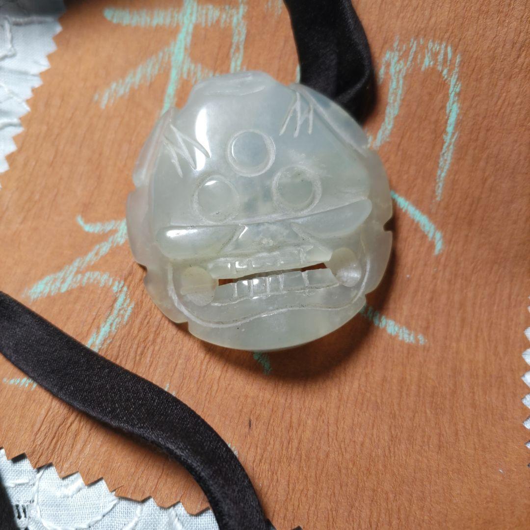 《玉石彫刻、ペンダント》（アンティーク）中国鍾馗、開運や魔除、御守り1808