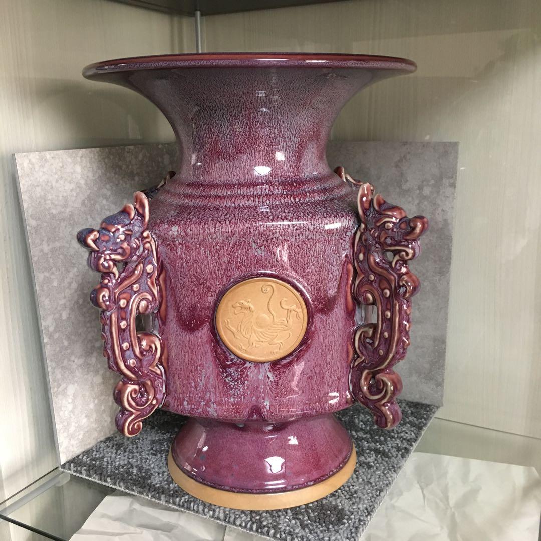 中国鈞瓷　鈞窯　鈞窯瓷　飾り壺　花瓶　花入　インテリア