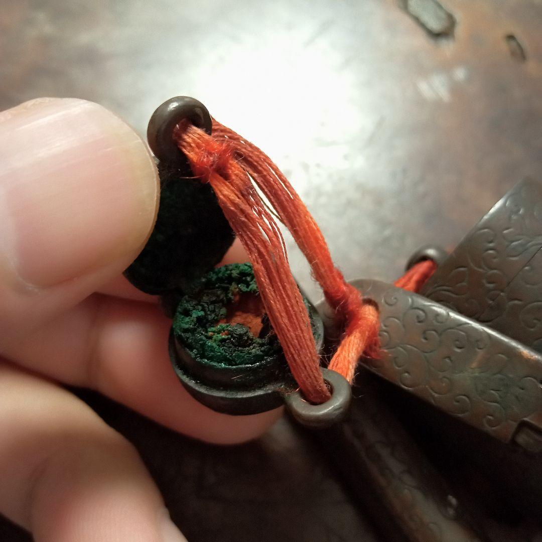 希少★銅製★骨董/キセル/たばこ/煙草入 喫煙具 緒締め 煙管 腰挿 唐草模様